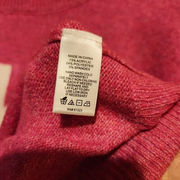 CeCe Women’s Size Medium Pink “Ski” Sweater Crew Neck Oversized Winter Knit - Picture 6 of 6